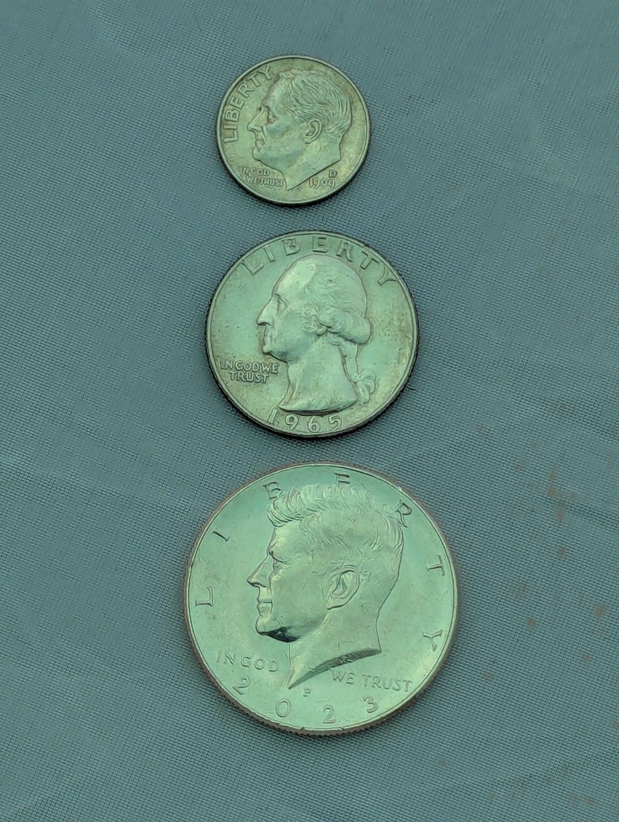 Modern clad dime, quarter, and half dollar